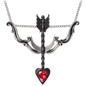Alchemy Gothic Desire Moi Necklace Cupid's Bow & Arrow Red Crystal NWT